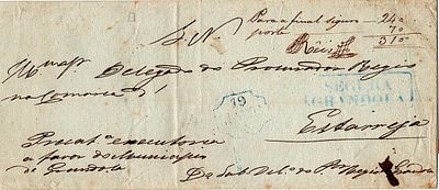 Gr&acirc;ndola * Segura – A azul, LF GDL-S1 em capa de carta n&atilde;o datada de Gr&acirc;ndola para Estarreja 