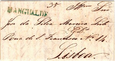 Mangualde – A verde, LF MGL2, em carta datada de Mangualde (08.12.45) para Lisboa (12.12.45) 