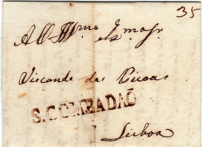 Santa Comba D&atilde;o – A s&eacute;pia, LF SCD1 em carta datada de S. Jo&atilde;o de Areias (14.02.37) para Lisboa 