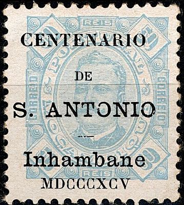 Inhambane * 1895 – D. Carlos I, tipo Diogo Neto. Selos de Mo&ccedil;ambique com sobrecarga “CENTENARIO 