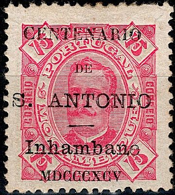 Inhambane * 1895 – D. Carlos I, tipo Diogo Neto. Selos de Mo&ccedil;ambique com sobrecarga “CENTENARIO 