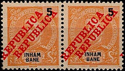 Inhambane * 1911 – D. Carlos I Mouchon, com sobrecarga “REPUBLICA” da Casa da Moeda. MF33, 5 