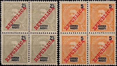 Louren&ccedil;o Marques * 1911 – D. Carlos I Mouchon, com sobrecarga REPUBLICA da Casa da Moeda. MF 