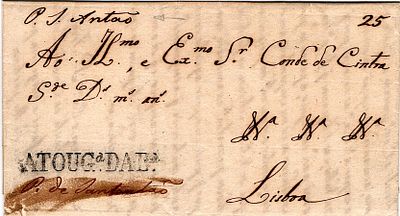 Atouguia da Baleia – In black, LF ATB1 on a letter dated from Atouguia da Baleia (07.02.37) to 