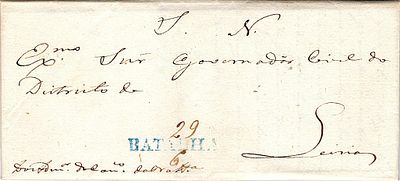 Batalha – A blue card, with the date handwritten in sepia, LF BTL1, in a letter dated from 