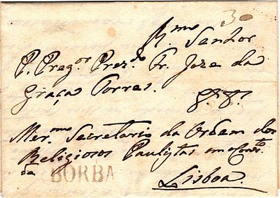 Borba – Sepia, LF BRB1, a letter dated from Montes Claros (09.08.21) to Lisbon, with a rate of 
