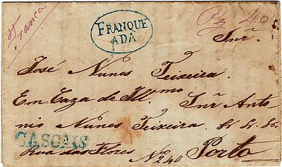 Cascais * Franca - Violet/Blue - LF CSC-PPms1 on a letter dated Cascais (17.10.45) to Porto 