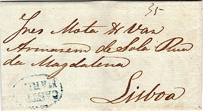 Castro Marim – In blue, LF CTM2 on a letter dated from Castro Marim (March 23, 1943) to Lisbon 