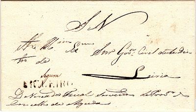 Figueir&oacute; / Segura – Sepia, LF FVN-Sms1 on a letter dated from &Aacute;gueda (17.10.35) to Leiria, rate 