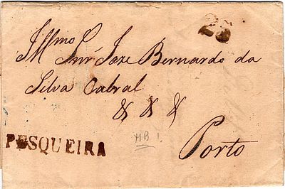 Pesqueira – Sepia, LF SJP1 on a chart dated Trev&otilde;es (04.01.40) to Porto with a rate of 25 r&eacute;is 