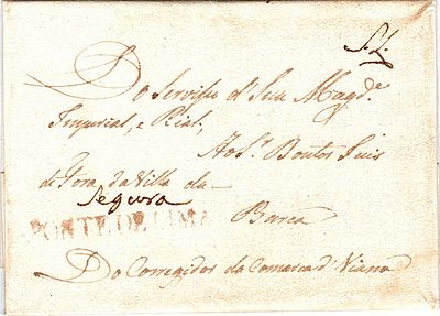Ponte de Lima / Segura – Sepia, LF PTL-Sms1 on a letter dated Ponte de Lima (07.04.1808) to 
