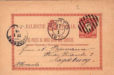 Portugal * 1878/79 – D. Lu&iacute;s I. Right ribbon. Embossed print. OM2b, 25 r&eacute;is, crimson on cream 