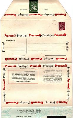 Portugal * 1955/57 – UNIVERSAL LETTER, with Caravela type stamp. Private letter notes. OM4 