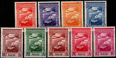 Macau * 1938 – Air Mail. Portuguese Colonial Empire. MF CA 7/15. Complete series, new, smooth 