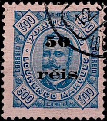 Louren&ccedil;o Marques * 1986 – D. Carlos I, Diogo Neto type, with surcharge. MF31, 50 r&eacute;is s/ 300 