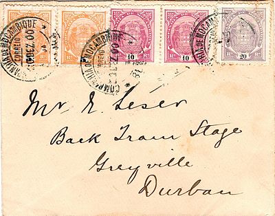 Mozambique Company * 1892/1902 – Elephants. Envelope circulated from Beira (December 20, 1900) 