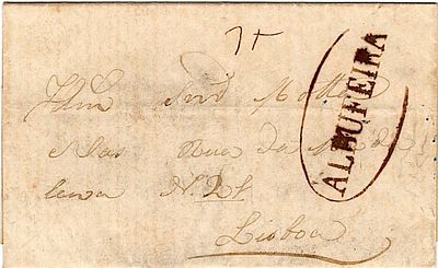 Albufeira – Sepia, LF ABF3 on a letter dated from Albufeira (03.06.51) to Lisbon (13.06.51) 