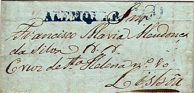 Alenquer – In blue, LF ALQ5 on a letter dated from Bairro (18.03.43) to Lisbon (21.03.43) with 