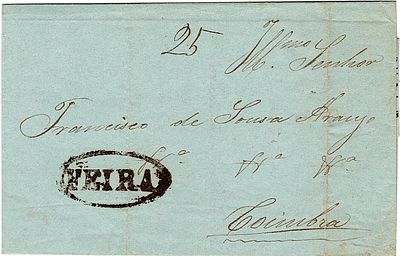 Feira – Dark sepia, LF VFR2, a letter dated Vila da Feira (March 21, 1951) to Coimbra, with a 