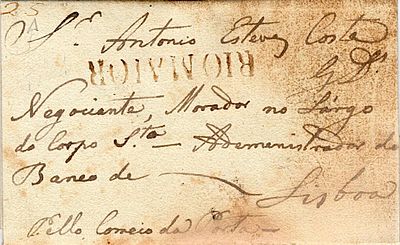 Rio Maior – Sepia ink, LF RMR1 on a letter dated Rio Maior (07.03.24) to Lisbon, with a rate of 