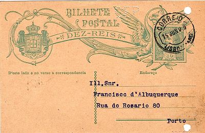 Portugal * 1907/08 – D. Carlos I. Mouchon, with the inscription “TEN REIS” and front divided in 