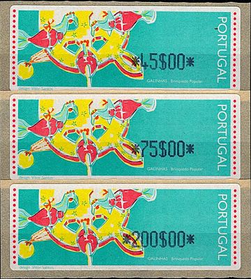 Portugal * 1995 – Popular Toys – Chickens. With optical reading points and without “LITHO 