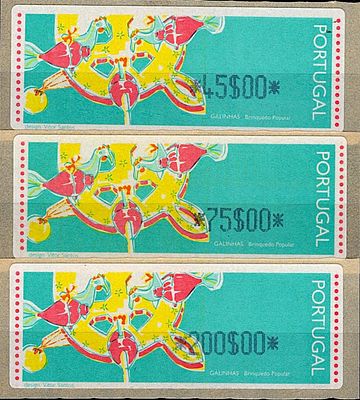 Portugal * 1995 – Popular Toys – Chickens, with optical reading points and without LITHOFORMAS. 