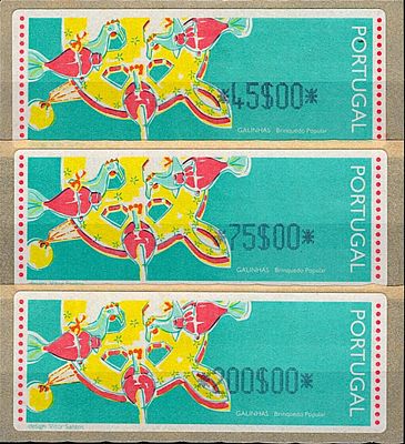 Portugal * 1995 – Popular Toys – Chickens. With optical reading points and without “LITHO 