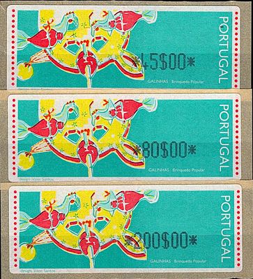 Portugal * 1995 – Popular Toys – Chickens. With optical reading points and without “LITHO 
