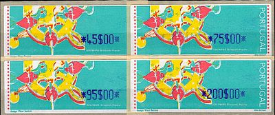 Portugal * 1995 – Popular Toys – Chickens. With optical reading points and the legend “LITHO 