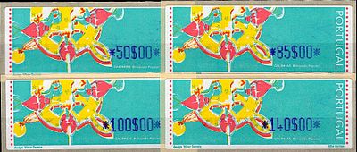 Portugal * 1995 – Popular Toys – Chickens. With optical reading points and the legend “LITHO 