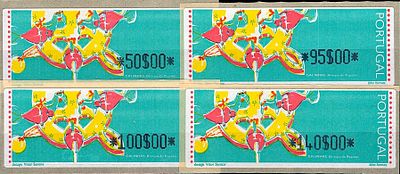 Portugal * 1995 – Popular Toys – Chickens. With optical reading points and the legend “LITHO 