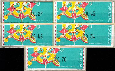 Portugal * 1995 – Popular Toys – Chickens. With optical reading points and the legend “LITHO 