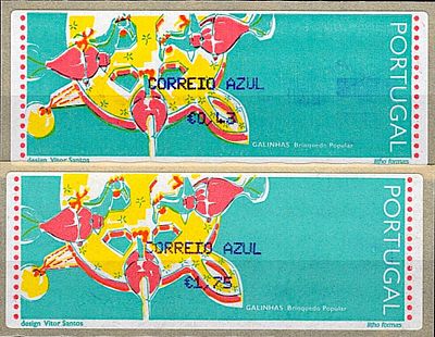 Portugal * 1995 – Popular Toys – Chickens. With optical reading points and the legend “LITHO 