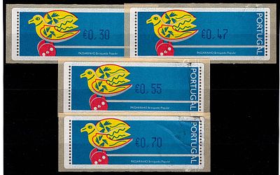 Portugal * 1996 – Popular Toys * Little Bird. CROUZET Machine. MF ETQ12Cl. Complete series for 