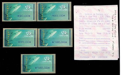 Portugal * 1998 – Expo'98. AMIEL machine. MF ETQ15c. Complete series for ordinary mail for the 