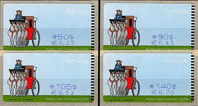 Portugal * 1998 – Communications Museum. SMD machine. Double rate display. MF ETQ17Ac. Complete 