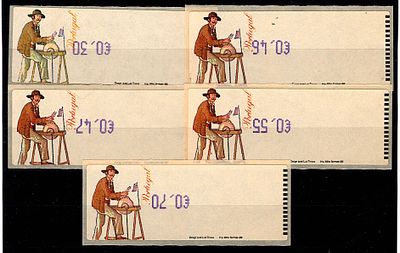 Portugal * 1999 – The Sharpener. CROUZET Machine. MF ETQ18Aj. Complete series of ordinary mail 