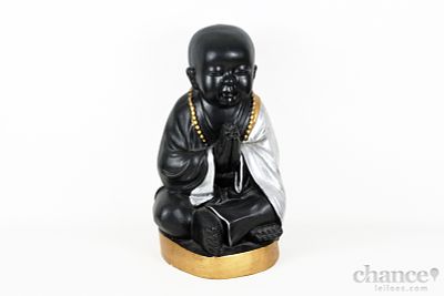 Buda. Escultura de Buda em Terracota policromada. Não marcada. 39cm