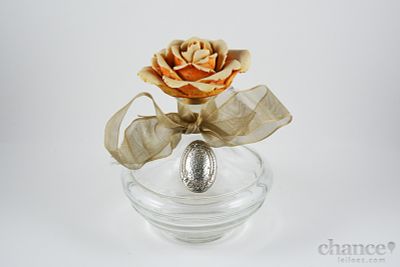 Frasco Perfume. Frasco de Perfume em Vidro com aplicação em bilaminado de prata e tampa em 