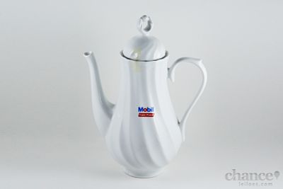 Bule Publicitário. Bule em Porcelana com decoração facetada publicitário "Mobil Super Power". 