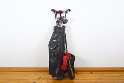 Saco de golfe vintage Greban by W. M. Thomlinson Ltd, Escócia dos anos 60/70, forrado a couro 