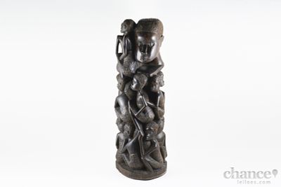 Árvore da Vida" - Escultura Africana em Pau Preto possivelmente do povo Makonde. Alt. 35cm