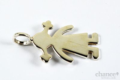 Pendente Menina em Prata Portuguesa, contraste Águia com toque 925 e peso de 5,4gr.