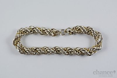 Pulseira "entrelaçada" em Prata Portuguesa, contraste Águia com toque 925 e peso de 17,7gr.