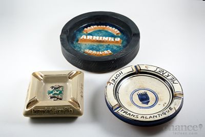 Três Cinzeiros publicitários em Olaria, Cerâmica e Faiança: Hotel Mekens Trans Atlatinque 