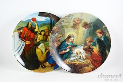 Dois Pratos Comemorativos em Porcelana da Vista Alegre - Festa de Natal 1999 e 2010. Marcados. 