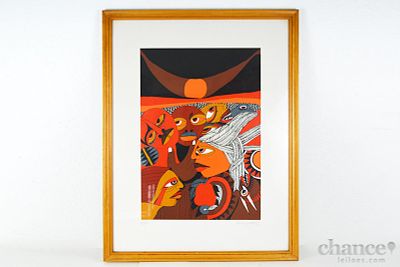 MALANGATANA (1936-2011) - Serigrafia sobre papel assinada, numerada 91/100 e datada 83. 