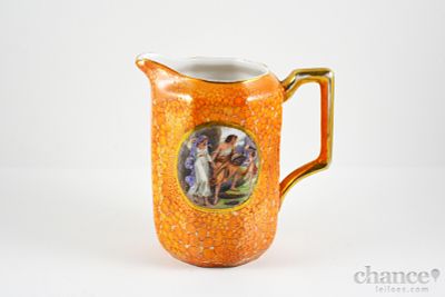 Leiteira em Porcelana da Vista Alegre decorada com reserva galante em policromia sobre fundo 