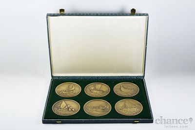 Colec&ccedil;&atilde;o de 6 Medalhas em Bronze, Barcos de Mar Portugueses - Chavelha da Madeira, Lancha 